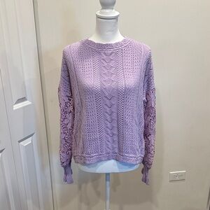 DAVI & DANI Lilac Lace Knit Sweater